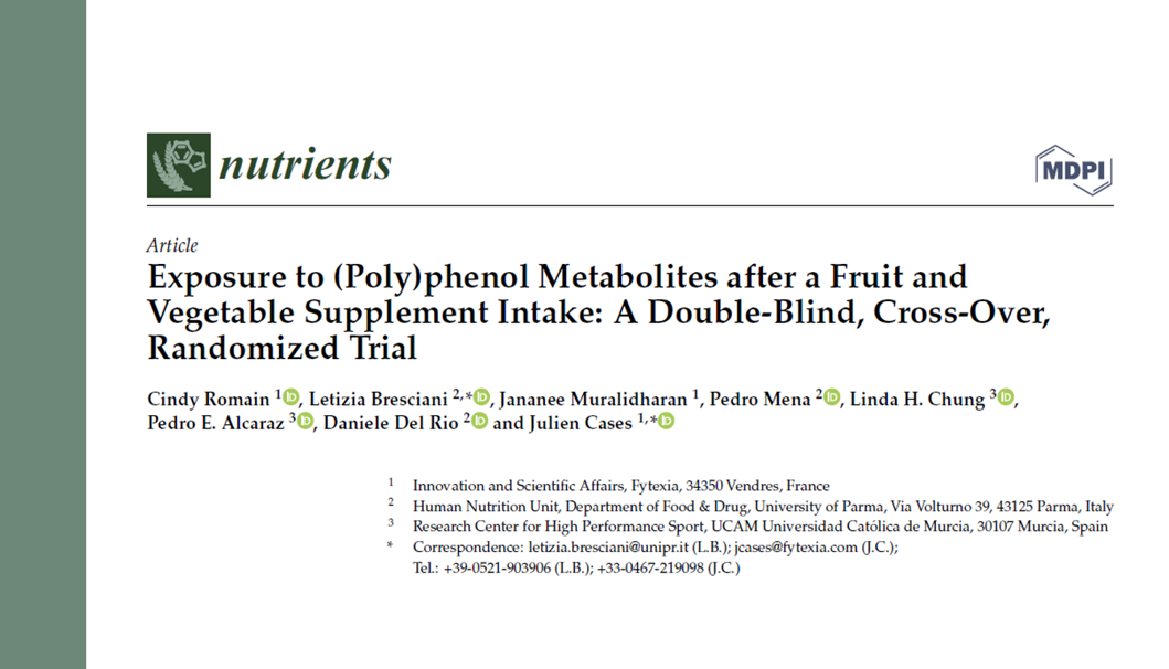 New clinical study published in the peer review journal Nutrients